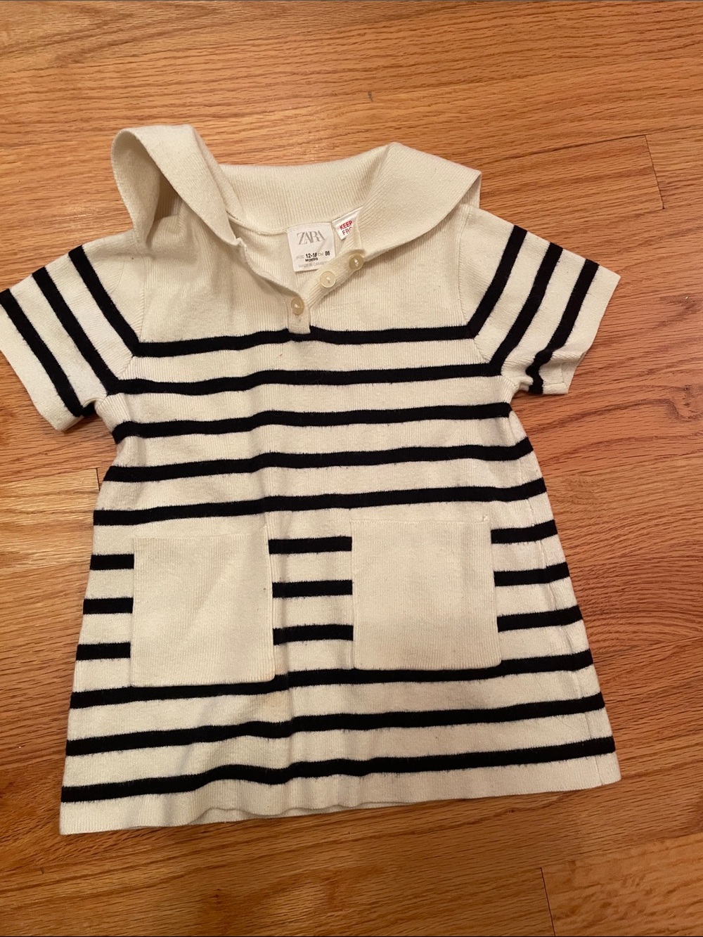 Zara Kids Cream & Black Striped Sailor Knit Top